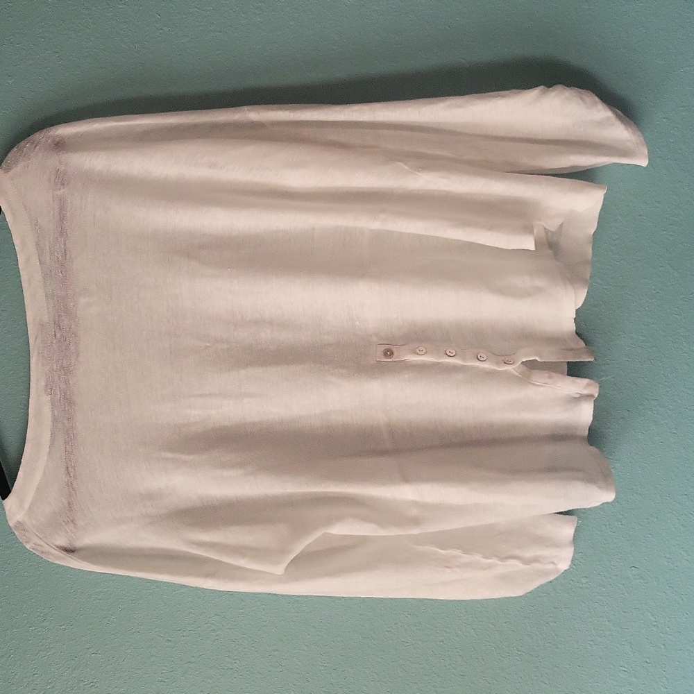 Adrienne Vittadini oversized 100% Linen white top - Picture 2 of 9